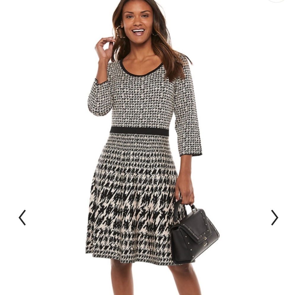 Nina Leonard fit and flare sweater dress